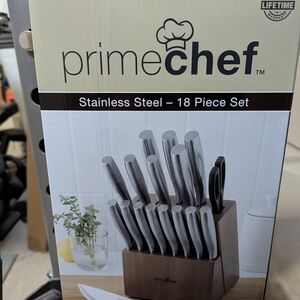 Stainless Steel Knife Set with Block - 18 Piece, Silver